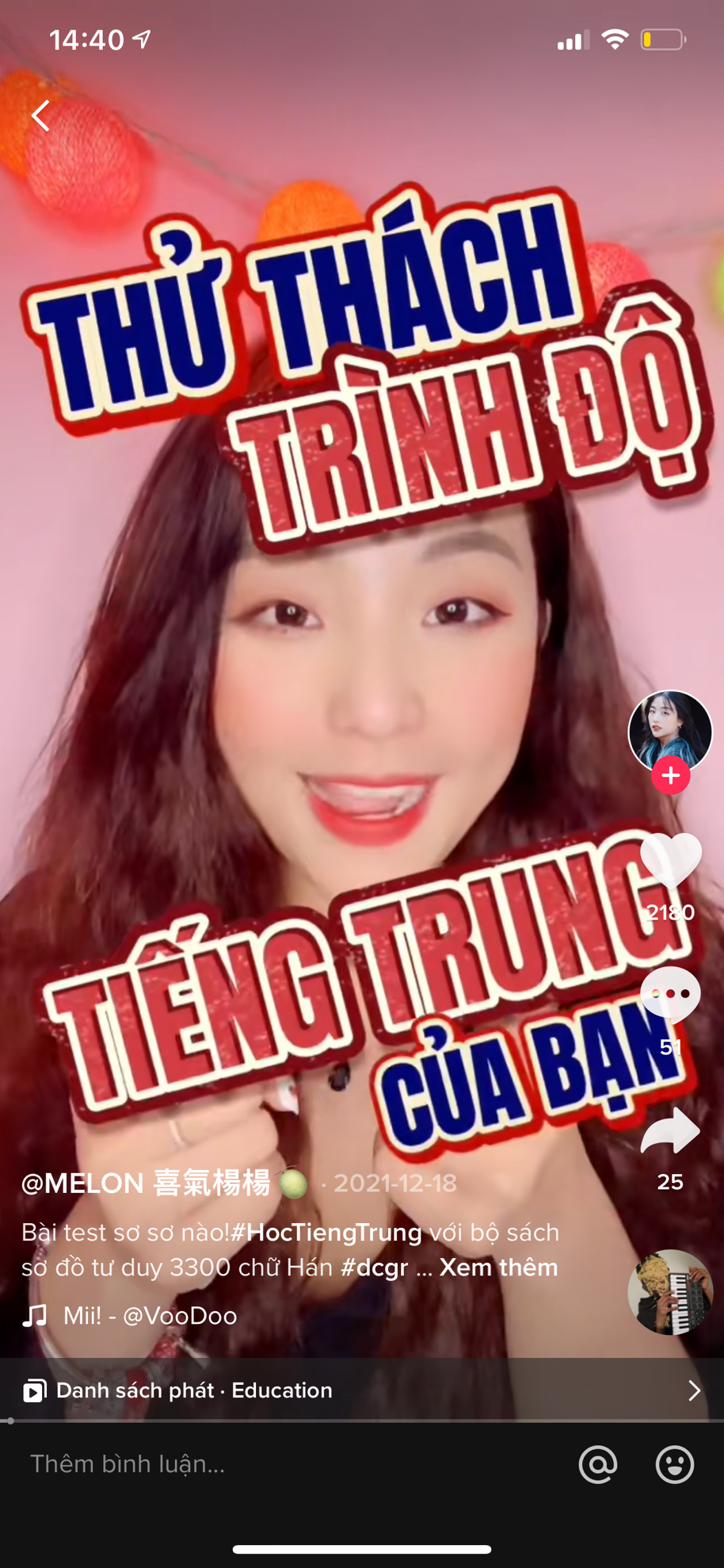 Bên cạnh những video review các địa điểm ăn uống, Melon cũng được giới trẻ yêu thích qua những video dạy học tiếng Trung hay những video chia sẻ về quan niệm trong cuộc sống.
