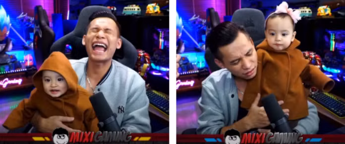 Khi lần đầu xuất hiện cùng bố trên sóng livestream, khán giả thích thú với thái độ đầy bỡ ngỡ cũng như đáng yêu của bé Cao.