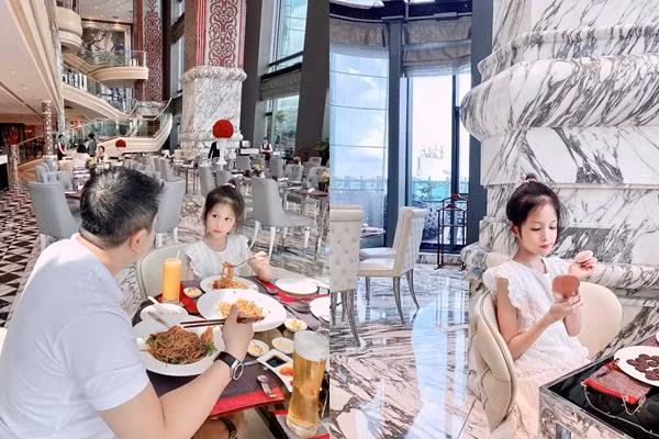 Trong một số khoảnh khắc, còn có sự xuất hiện của 3 công chúa nhà Di Băng là Hana, Yuki và Bing Bing, đang thưởng thức ngon lành các món ngon cùng phụ huynh.