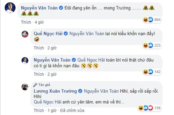 Có lẽ, vì thấy Xuân Trường vừa trở về từ điểm nóng của dịch bệnh viêm đường hô hấp cấp do chủng mới Covid-19 của virus Corona gây ra nên Văn Toàn và các đồng đội tại đội tuyển bóng đá quốc gia Việt Nam vờ...lấy cớ sợ lây để troll cậu bạn thân.