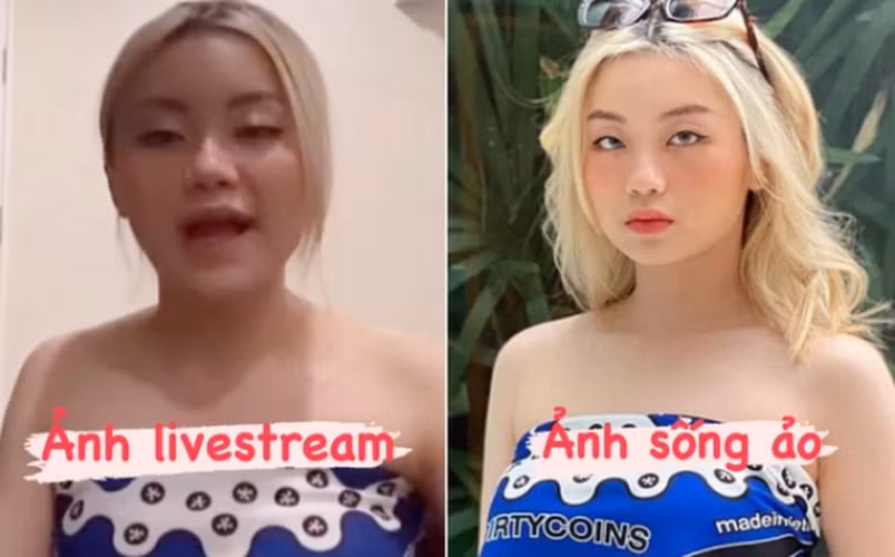Vì vậy mà nhiều người không khỏi tò mò đem ảnh sống ảo và nhan sắc khi lên livestream của rapper Kellie ra so sánh.