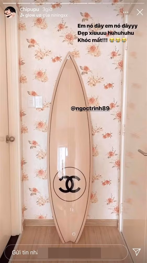 Đúng dịp sinh nhật Ngọc Trinh cũng là lúc Chi Pu nhận được chiếc ván trượt sóng có giá 250 triệu. Cô nàng phấn khích khoe trên trang cá nhân khiến ai cũng ngưỡng mộ "chị nhà người ta".