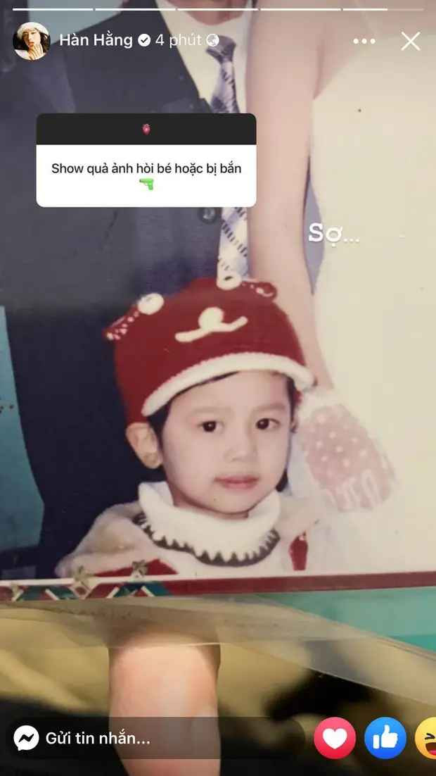 Mới đây, trên Instagram của mình, bạn gái Huyme là Hàn Hằng cũng được fan hỏi về ảnh hồi bé.