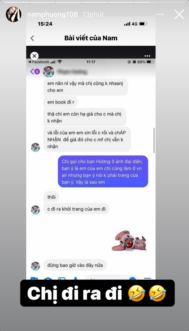 Sau khi không mặc cả với Nam Phương thành công, fanpage bán hàng mạo danh nữ tiếp viên hàng không còn đuổi cả chính chủ đi để mình có thời gian bán hàng.