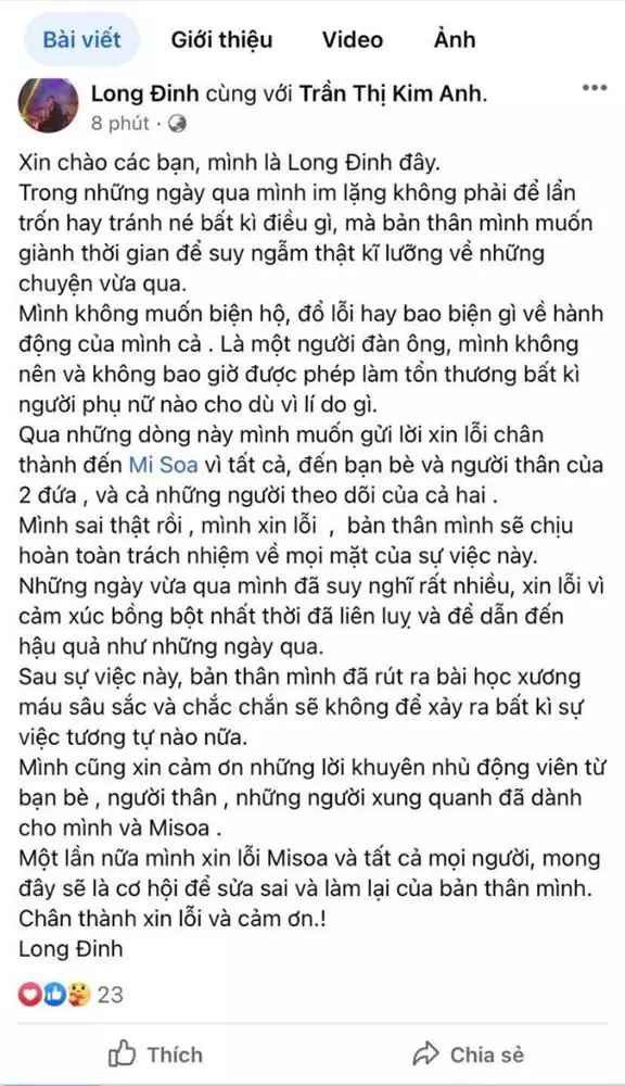 Bài đăng mới đây của Misoa Kim Anh lập tức gây chú ý lớn.