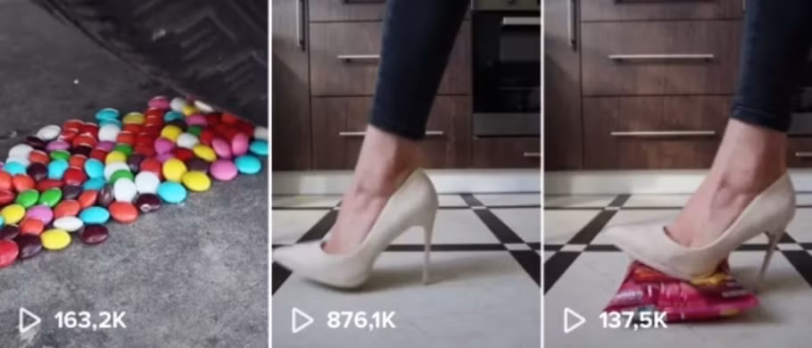 Trong các clip của TikToker sử dụng khá đa dạng đồ ăn, thức uống. Từ trứng gà, hoa quả cho đến nước có ga, nước ngọt hay bánh kẹo đều được tận dụng.