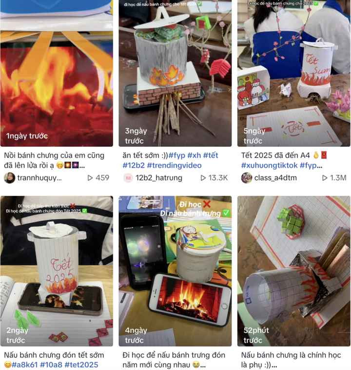 Mỗi chiếc bánh chưng đều được cắt ghép tỉ mỉ, tô màu bắt mắt trông rất xinh xắn và đáng yêu.