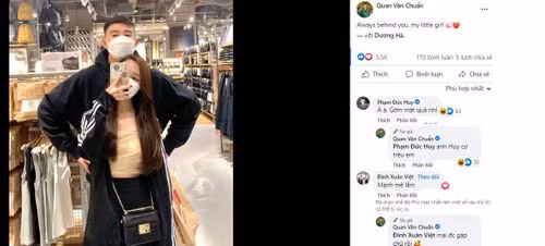 Cụ thể, Quan Văn Chuẩn đã chia sẻ hình ảnh bạn gái Hà Dương đang nép vào người anh, tạo nên một khoảnh khắc “tình bể bình”.