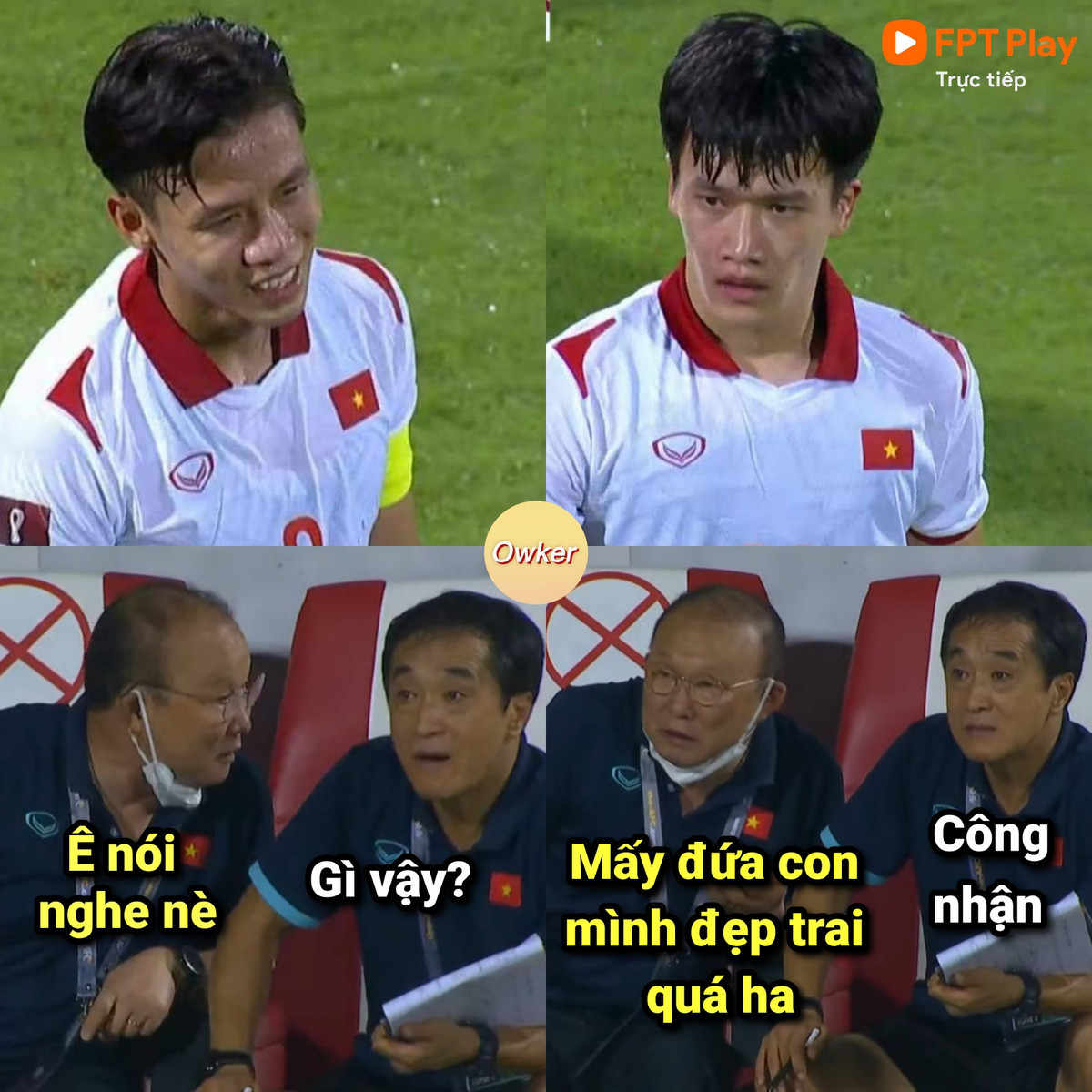 Dù căng thẳng trên băng ghế chỉ đạo nhưng HLV Park Hang Seo vẫn biết cách động viên các "quý tử" nhà mình.