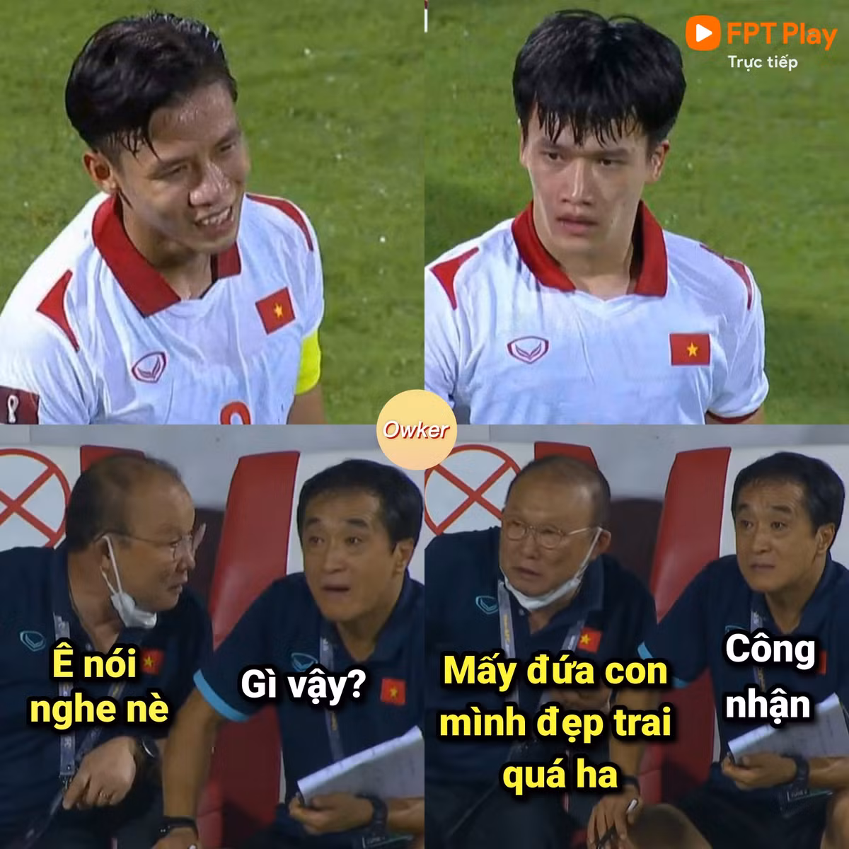 Dù căng thẳng trên băng ghế chỉ đạo nhưng HLV Park Hang Seo vẫn biết cách động viên các "quý tử" nhà mình.