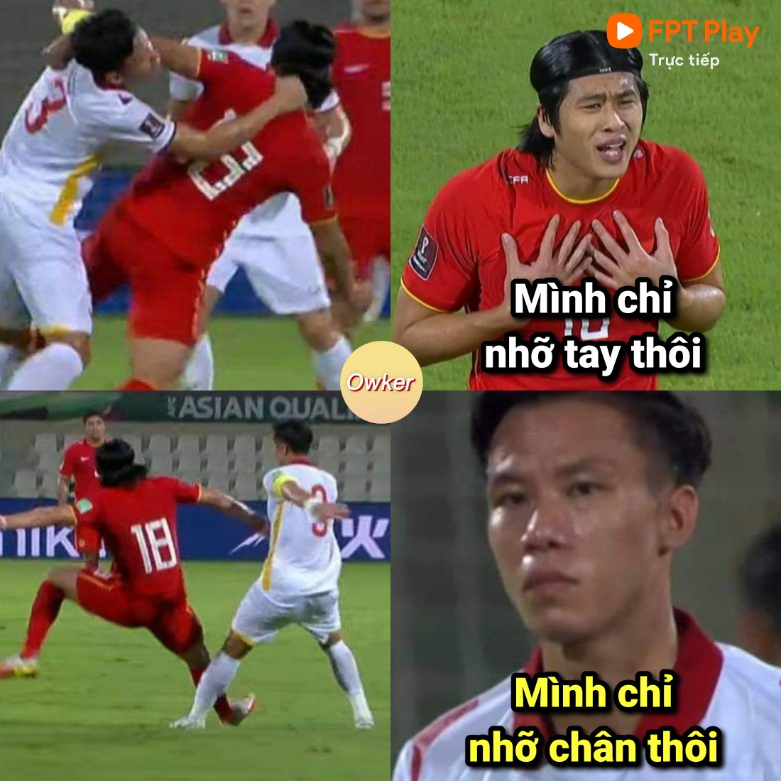 Đội tuyển Việt Nam dù để thua sát nút Trung Quốc nhưng tinh thần chiến đấu của các cầu thủ học trò HLV Park Hang Seo là điều ghi điểm trong lòng người hâm mộ. Chính vì vậy, ngay sau khi trận đấu kết thúc, vô vàn những bức ảnh chế bóng đá được netizen truyền tay nhau.