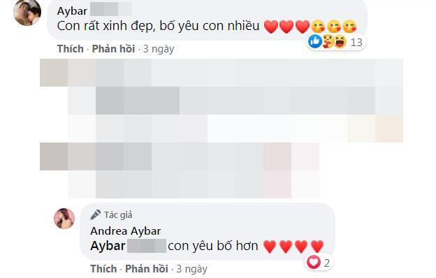 "Rằng đẹp luôn luôn từ phía sau, hoặc từ phía trước luôn luôn đẹp nhất. Tôi yêu bạn nhiều lắm, con gái", phụ thân Andrea Aybar hóm hỉnh.