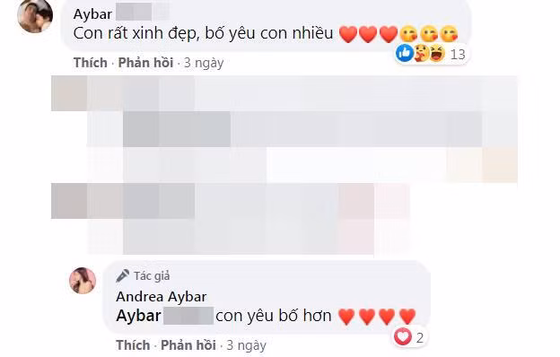 "Rằng đẹp luôn luôn từ phía sau, hoặc từ phía trước luôn luôn đẹp nhất. Tôi yêu bạn nhiều lắm, con gái", phụ thân Andrea Aybar hóm hỉnh.