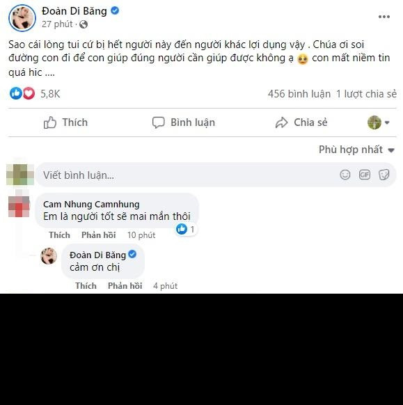 Trước thông tin này, " nữ đại gia quận 7" Đoàn Di Băng - một trong những mạnh thường quân giúp đỡ vợ chồng ông Hùng trước đó liên tục có động thái gây chú ý.