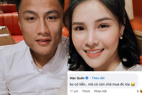 Đáp lại lời ngỏ ý của vợ, ngay dưới phần bình luận, Mạc Hồng Quân thẳng thắn: "Không có tiền, mà có cũng chẳng mua được kìa".