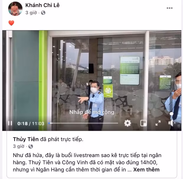 Trên Facebook cá nhân, Khánh Chi đã liên tục chia sẻ bài đăng từ Fanpage của chị dâu Thuỷ Tiên để thể hiện sự ủng hộ và tin tưởng hết lòng.