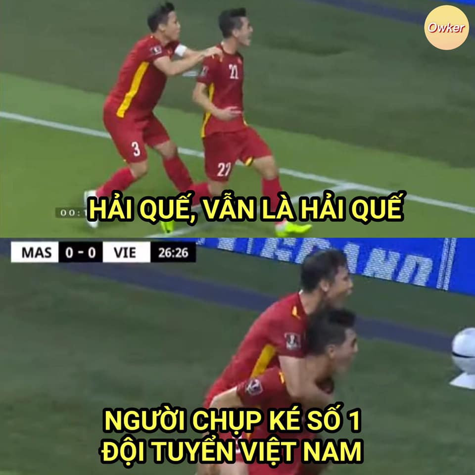 Sau mỗi bàn thắng của đội tuyển Việt Nam, đội trưởng Quế Ngọc Hải luôn là người ăn mừng nhiệt nhất và anh được dân mạng đặt biệt danh "người chụp ké số 1".