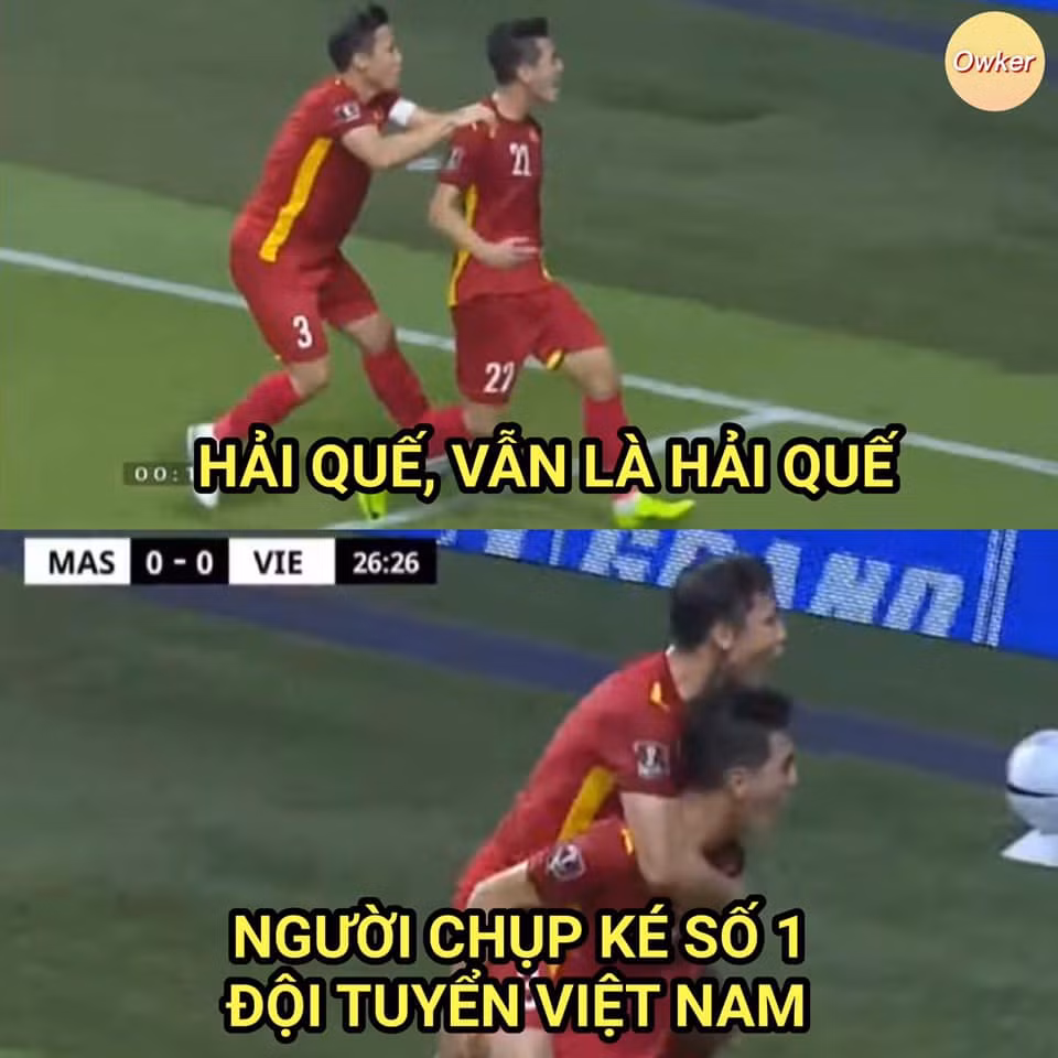 Sau mỗi bàn thắng của đội tuyển Việt Nam, đội trưởng Quế Ngọc Hải luôn là người ăn mừng nhiệt nhất và anh được dân mạng đặt biệt danh "người chụp ké số 1".