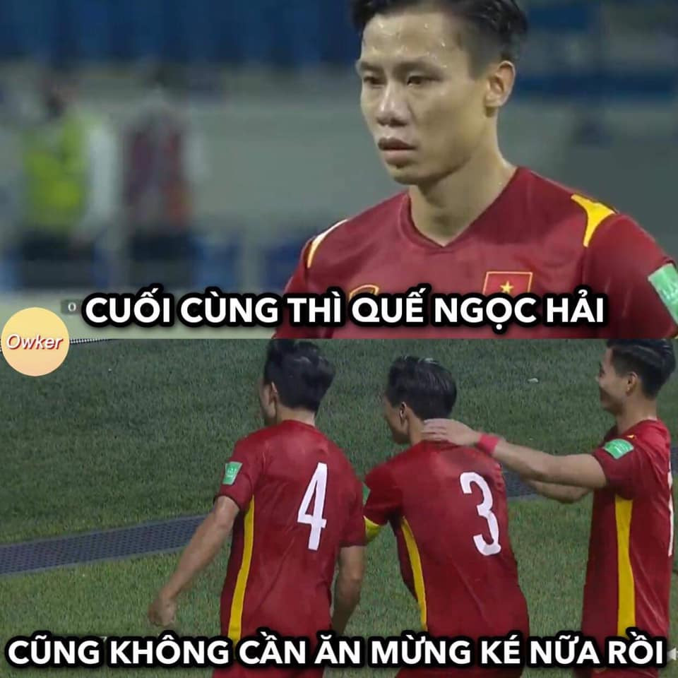 Cuối cùng với bàn thắng vào lưới Malaysia trên chấm penalty, Quế Ngọc Hải cũng khỏi cần ăn mừng ké các đồng đội.