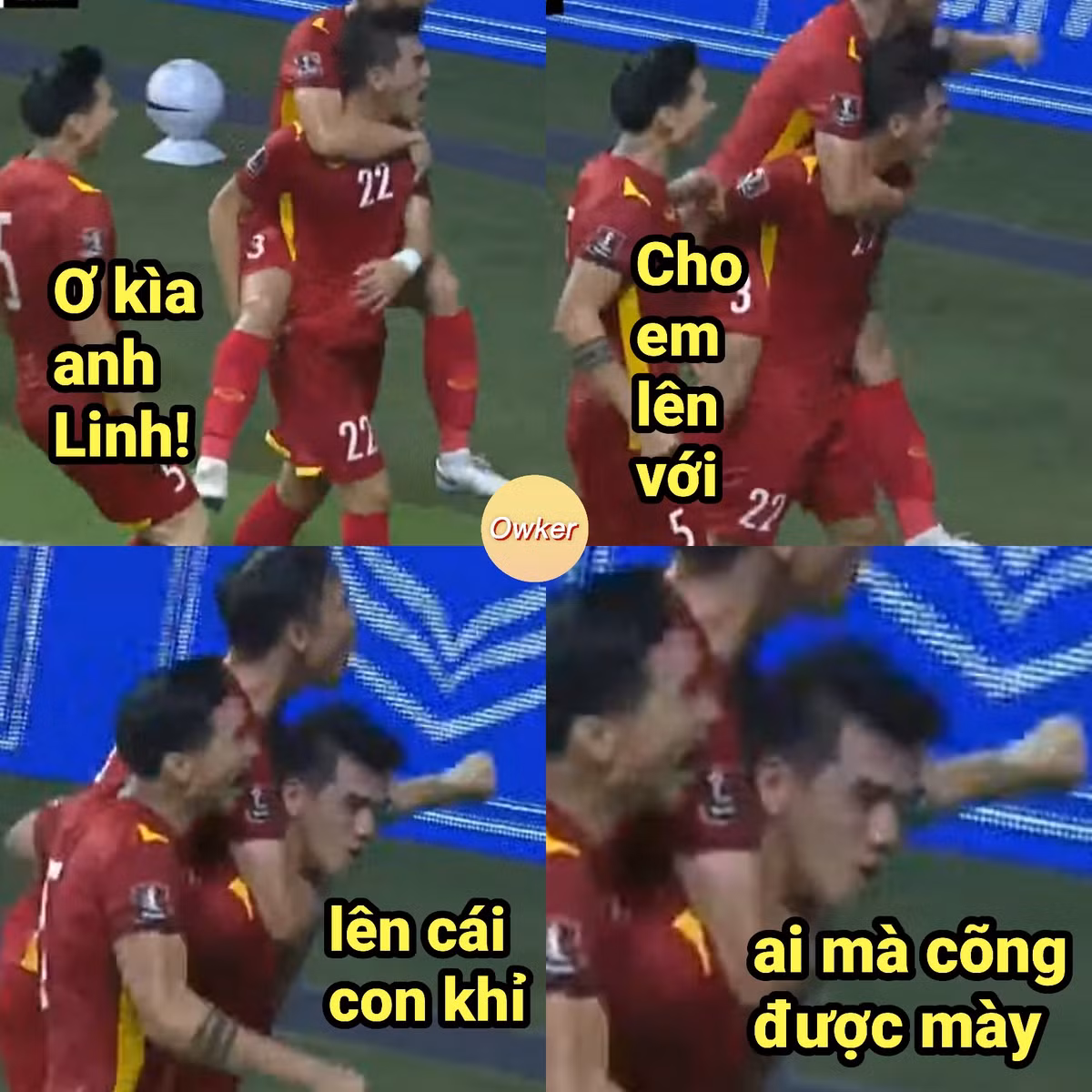 Đòi nhảy lên lưng Tiến Linh ăn mừng, Văn Hậu nhận cái kết khá phũ.