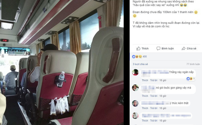 Nhiều người có ý thức nôn vào túi nhưng khi xuống xe lại quên không vứt khiến nhiều tài xế lại phải sắn tay lên dọn dẹp sau khi trả khách.