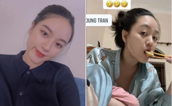 Chuyện là Phạm Xuân Mạnh vừa đăng tải story "dìm hàng" vợ mình. Trong ảnh là Dung Trần đang mặc đồ bộ, tóc búi lộn xộn và điểm nhấn là đôi tay 1 tay bồng con nhỏ, 1 tay gắp thịt gặm nhiệt tình.