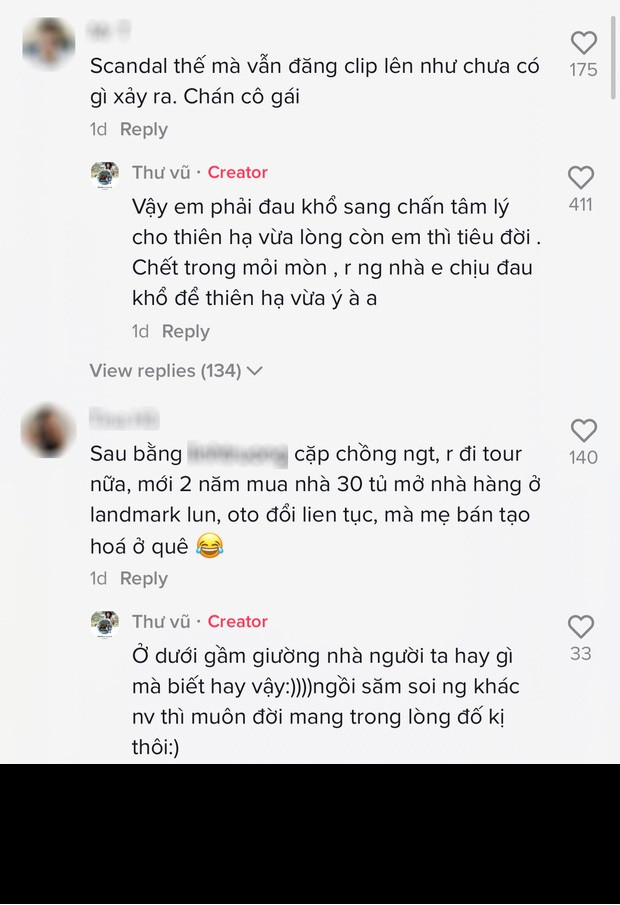 Đáng chú ý là tính đến thời điểm hiện tại, bên dưới các bài đăng sau scandal lộ clip nóng của Thư Vũ, nhiều netizen "kém duyên" vẫn gợi lại scandal, thậm chí bình luận "cà khịa" nữ diễn viên.