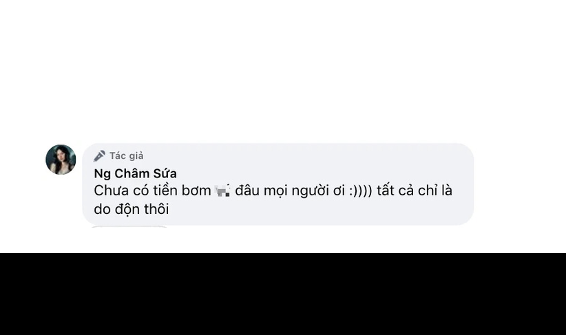 Bên dưới bài đăng, Châm Sứa phải đích thân lên tiếng đính chính về độ “real" của bức ảnh rằng cô chưa có tiền “can thiệp" thẩm mỹ đâu.