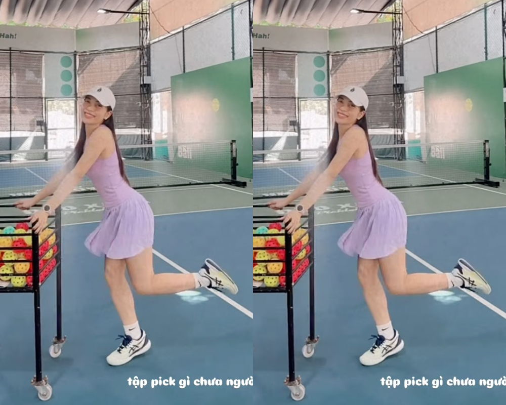 Với vóc dáng cân đối, đôi chân thon dài và săn chắc, Nhật Lê toát lên vẻ đẹp năng động, trẻ trung và tràn đầy sức sống của một cô gái yêu thể thao.