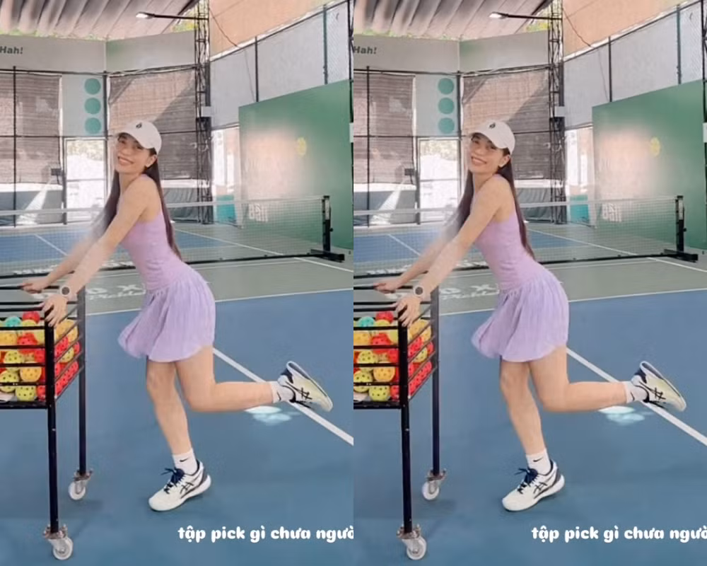 Với vóc dáng cân đối, đôi chân thon dài và săn chắc, Nhật Lê toát lên vẻ đẹp năng động, trẻ trung và tràn đầy sức sống của một cô gái yêu thể thao.