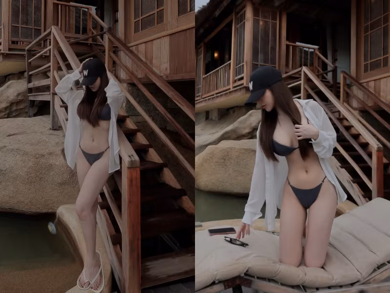 Nguyễn Gia Hân tạo dáng ở khu nghỉ dưỡng đắt đỏ nhất Việt Nam.