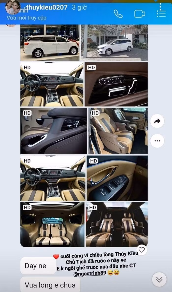 Hay cách đây chưa lâu, Ngọc Trinh còn lên kế hoạch mua cả xe mới trên dưới 1 tỷ để Thúy Kiều có thể nghỉ ngơi thoải mái hơn.