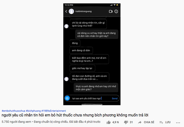 Đúng 11h11' ngày 17/5, Bích Phương tung ca khúc cực chill "Em bỏ hút thuốc chưa" hay có thể gọi dài hơn là "người yêu cũ nhắn tin hỏi em bỏ hút thuốc chưa nhưng bích phương không muốn trả lời"