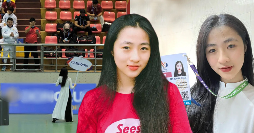 Khi đi qua khu vực vận động viên nước ngoài, hot girl này khiến nhiều chàng trai phải xuýt xoa, thậm chí đứng dậy chào và tỏ ý muốn làm quen.