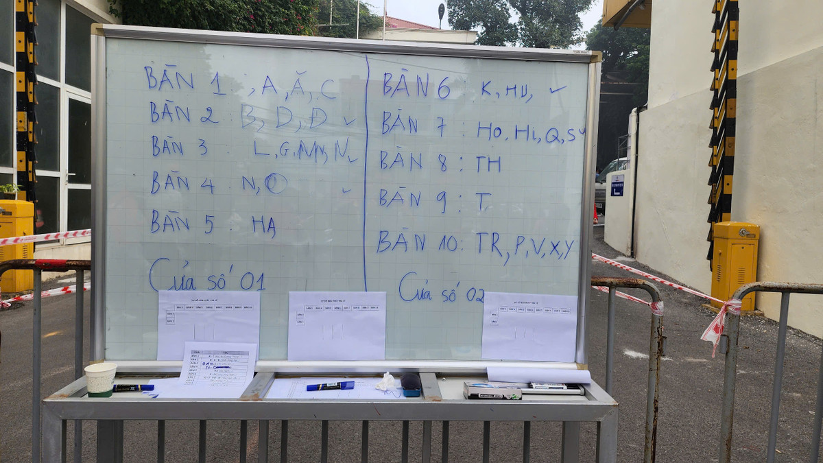 Bảng phân làn, bàn nhận vé rõ ràng được Bưu điện TP Việt Trì để ngay ngoài cửa giúp NHM dễ dàng nhận vé.