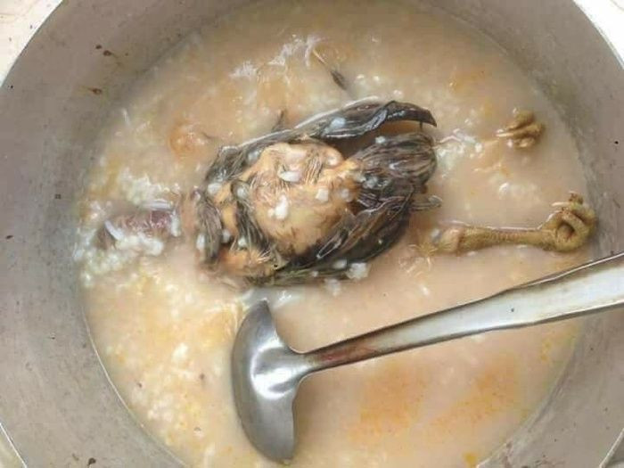 Điển hình như nồi cháo gà nguyên lông từng gây xôn xao khắp cõi mạng.