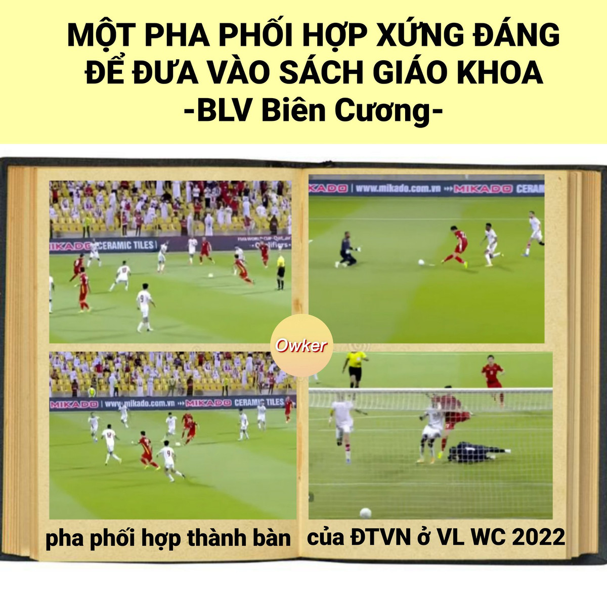 Bàn thắng Tiến Linh ghi vào lưới UAE dưới góc nhìn của BLV Tạ Biên Cương.