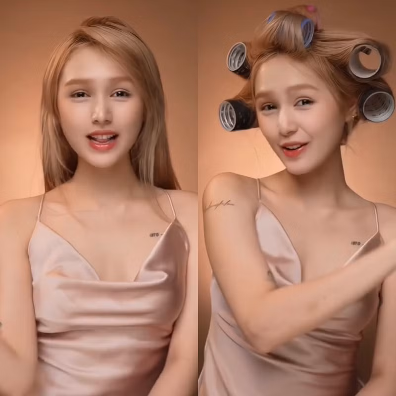 Trên trang cá nhân, Xoài Non khoe những khoảnh khắc trong sản phẩm biến hình của cô. Có thể thấy, ở những giai đoạn đầu người đẹp sẽ để mặt kiệm son phấn hoặc chọn những lối make up nhẹ nhàng tôn lên đường nét gương mặt thanh thoát.