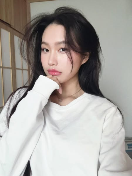 Điểm nhấn nằm ở hàng lông mày thanh thoát và đôi mắt được kẻ nhẹ, giúp tổng thể gương mặt của Doãn Hải My thêm phần sắc nét.