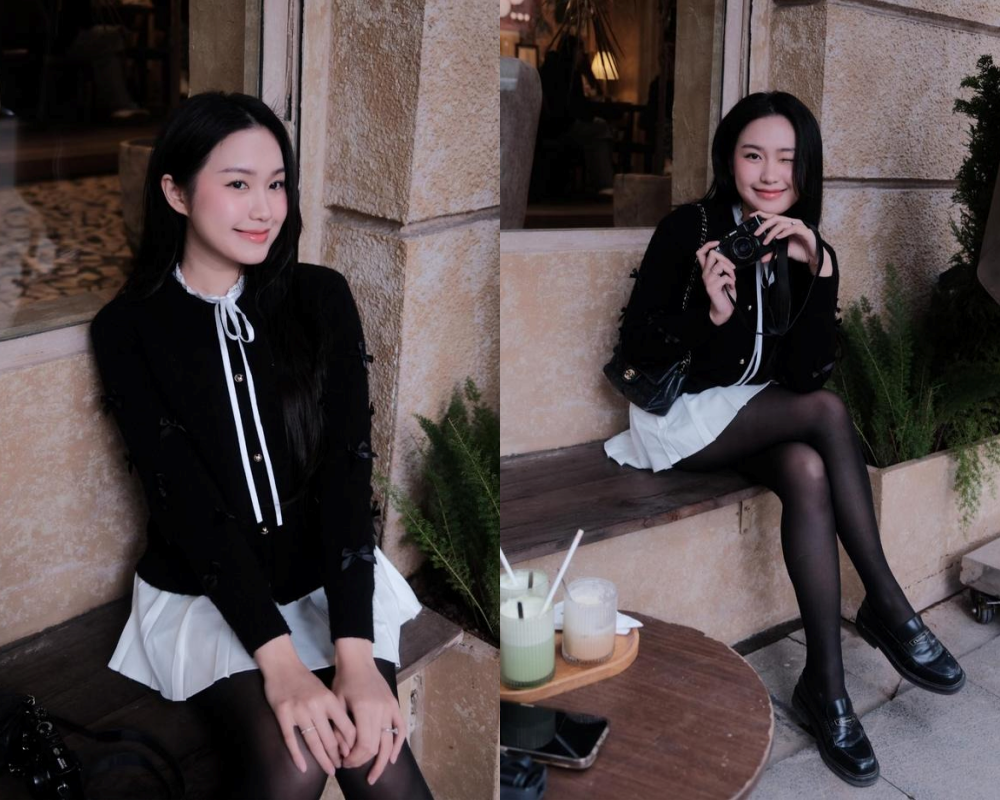 Chiếc túi Chanel đen nhỏ nhắn với dây xích vàng là phụ kiện hoàn hảo, tạo sự sang trọng cho tổng thể trang phục của Doãn Hải My.