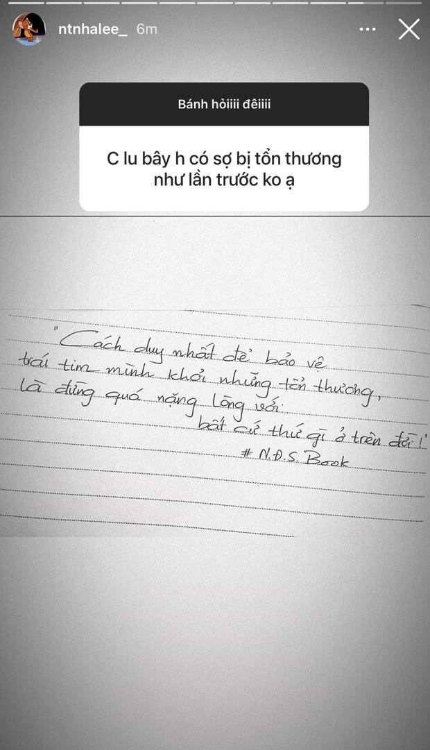 Có lẽ vì công khai rồi nên hot girl Nhật Lê không còn quá ngại ngùng với việc chia sẻ story liên quan đến nửa kia nữa.