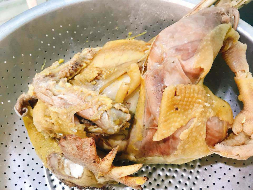 Luộc hơi quá lửa là nguyên nhân khiến chú gà này không toàn thây.