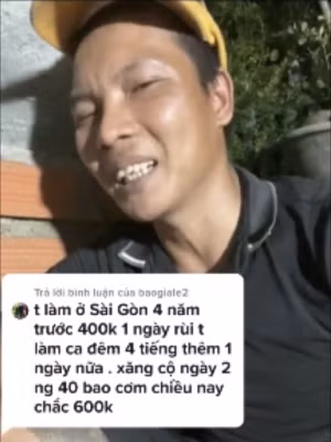 Theo đó, một cư dân mạng để lại bình luận kể về mức thu nhập của bản thân như sau: "Tao làm ở Sài Gòn 4 năm, trước 400k/ngày rồi tao làm ca đêm 4 tiếng thêm một ngày nữa. Xăng cộ ngày 2 ngày 40k, bao cơm chiều, nay chắc 600k"