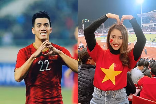 Hồng Loan từng xuất hiện trên SVĐ Mỹ Đình để cổ vũ Tiến Linh khi 2 người còn yêu đương.