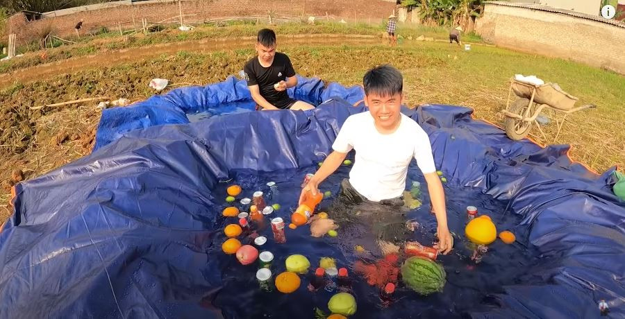 Nội dung của video của Hưng Vlog ơn giản là xoay quanh việc anh chàng và cậu bạn tên Nguyên cùng bốc thăm, nếu bốc vào từ "bình dân" thì sẽ phải thiết kế hồ bơi chỉ với 10.000 đồng, còn nếu bốc vào từ "Dubai" sẽ có 2 triệu đồng tiền mua hoa quả, nước ngọt từ đối phương để làm hồ bơi theo phong cách quý tộc.