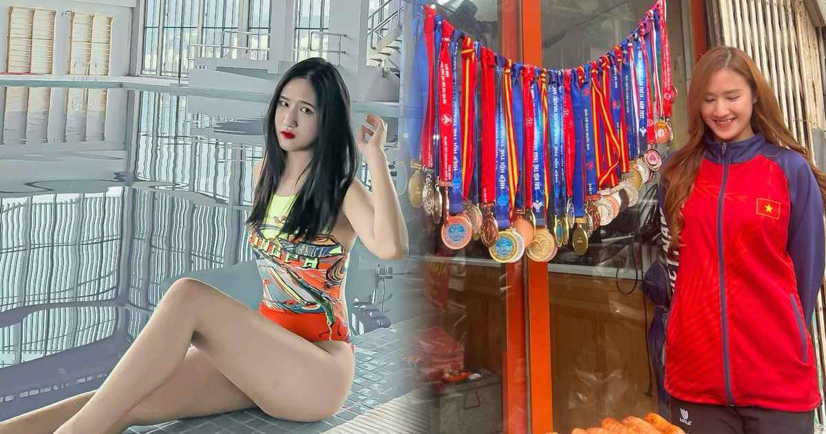 Mọi người lại càng bất ngờ hơn khi cô chủ của quầy lạp xưởng này chính là Nguyễn Phương Anh (SN 1999) - hot girl nhảy cầu nổi tiếng làng thể thao Việt.