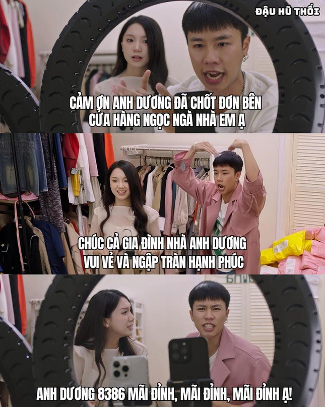 Nhân vật Chải trong phim Đi Giữa Trời Rực Rỡ sau đó cũng thể hiện lại lời chúc này trong phân cảnh anh đang đóng vai nhân viên bán quần áo livestream.