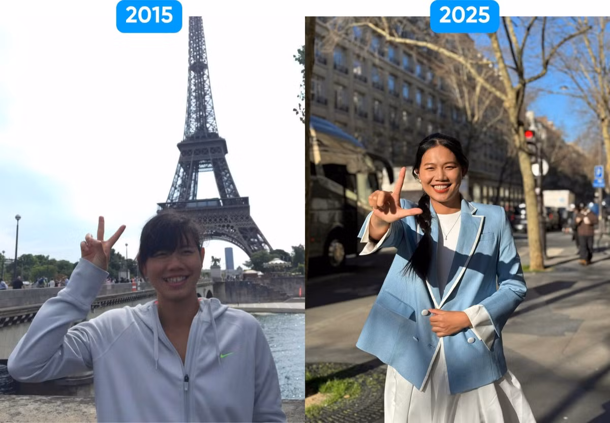 Còn sau 10 năm trở lại Paris, Ánh Viên hiện tại khiến người ta mê mẩn với nhan sắc xinh đẹp, rạng rỡ trong chiếc váy điệu đà, mái tóc tạo kiểu nàng thơ ngọt ngào dưới nắng.