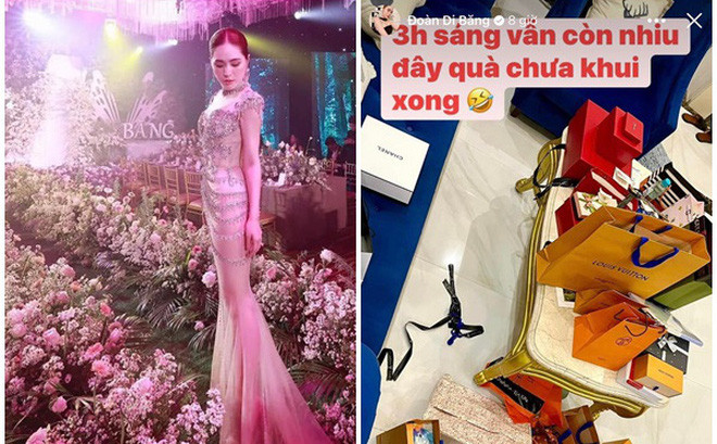 Trước bữa tiệc, Đoàn Di Băng đã liên tục khoe những món quà từ bạn bè, người thân... Hầu hết đều là những món hàng hiệu đắt đỏ.