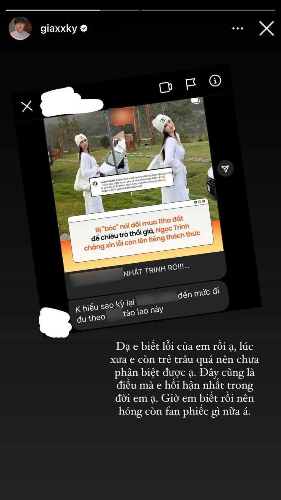 Ở thời điểm Ngọc Trinh vướng lùm xùm dùng chiếc gương giả, Gia Kỳ cũng từng lên tiếng ngỏ ý sẽ tặng hàng thật với giá 200 triệu cho "nữ hoàng nội y".